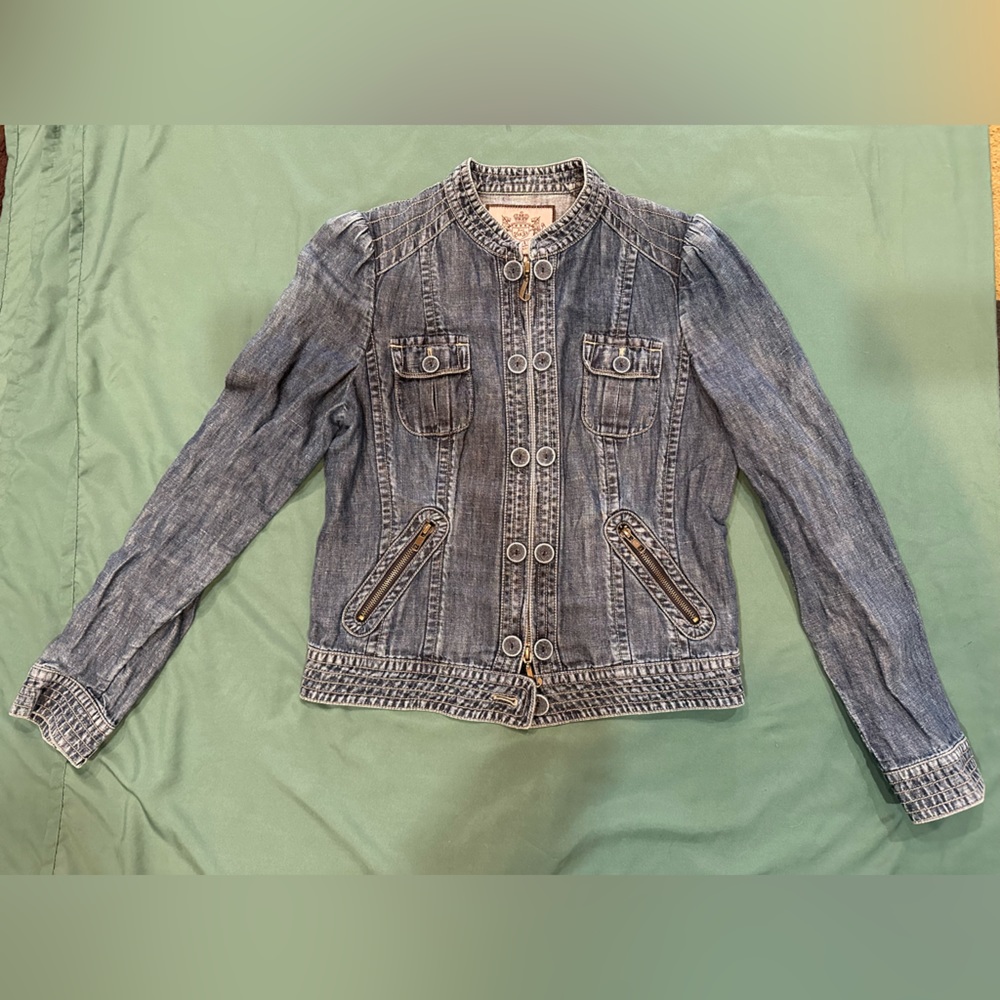 Juicy Couture Denim Jacket, Sz M, Vintage. Double zipper and pockets.
